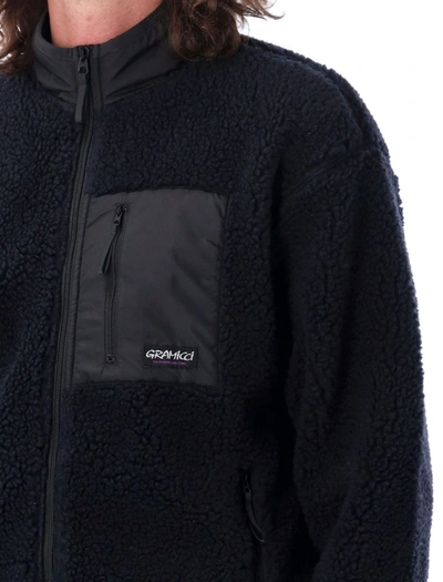 Shop Gramicci Sherpa Fleece Jacket In Midnight Navy