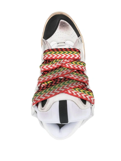 Shop Lanvin Chunky Leather Curb Sneakers In White