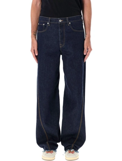 Shop Lanvin Twisted Denim Jeans In Blue