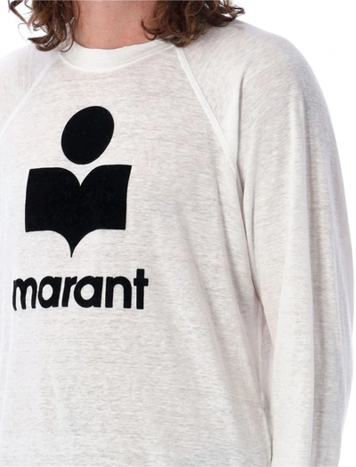 Shop Isabel Marant Kieffer Long Sleeve Logo Tee-shirt In White