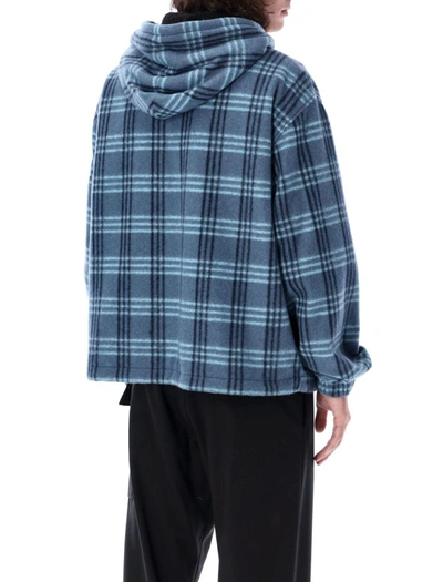 Marni Logo-patch Check-print Jacket In Blue Check