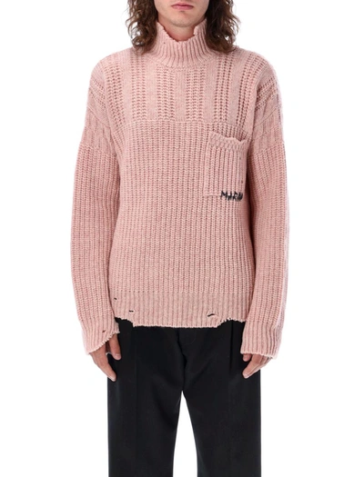 Shop Marni High-neck Knit Sweater In Pink