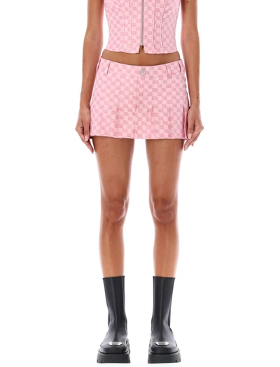 Shop Misbhv Jacquard Canvas Monogram School Mini Skirt In Bubblegum