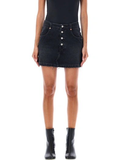 Shop Mm6 Maison Margiela Mini Denim Skirt In Black