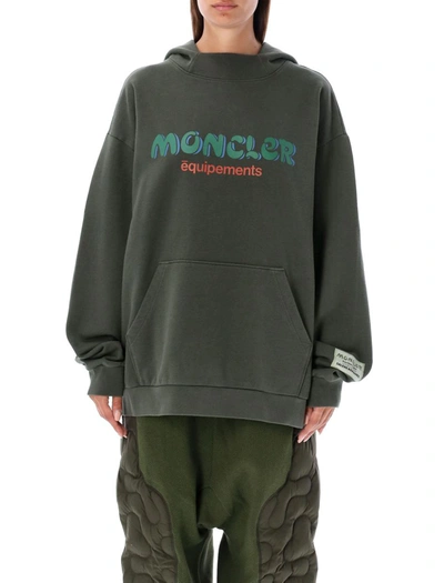 Shop Moncler Genius Logo Hoodie In Dark Green