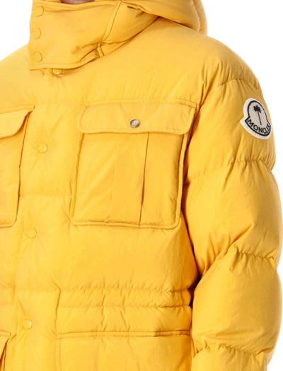 Shop Moncler Genius Pentaflake Long Down Jacket In Yellow