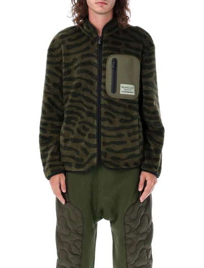 Shop Moncler Genius Teddy Zip-up Sweatshirt In Dark Green