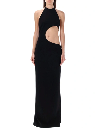 Shop Monot Drawstring Halterneck Cut-out Dress In Black