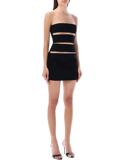 Shop Monot Strapless Cut-out Mini Dress In Black