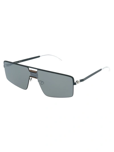 Shop Mykita Sunglasses In 472 Mh50 Taupegrey Indigo/silverflash Shield