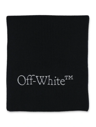 Shop Off-white Bookish Knit Scarf In Black/silver