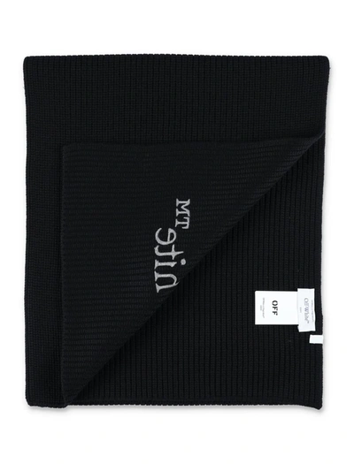 Off-white Virgin Wool Scarf In Black