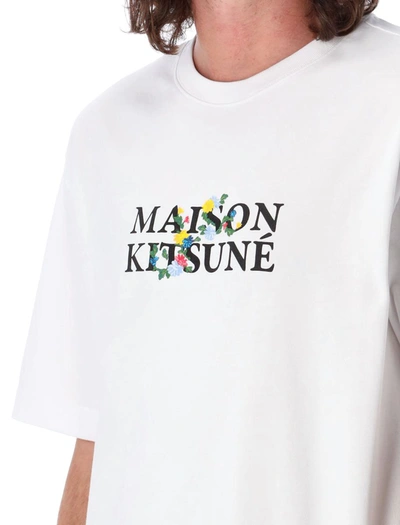 Shop Maison Kitsuné Flowers Oversize T-shirt In White