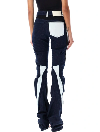 Shop Ottolinger Drape Triple Denim Jeans In Blue/white
