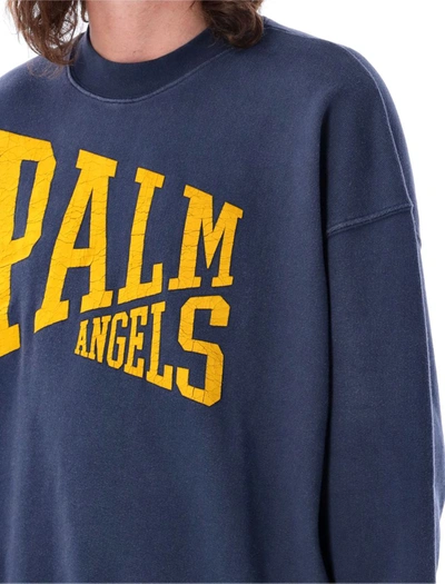 Shop Palm Angels College Crewneck In Navy Blue