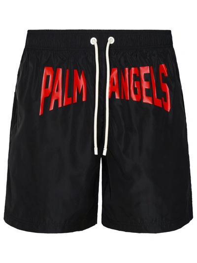 Shop Palm Angels 'pa City' Black Polyester Swimsuit