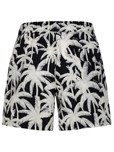Shop Palm Angels 'palms' Black Polyester Swimsuit