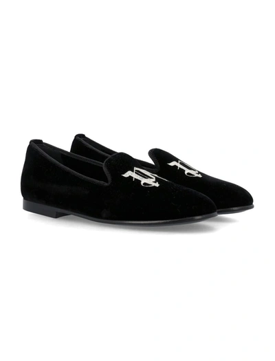 Shop Palm Angels Pa Monogram Flat Shoes In Black