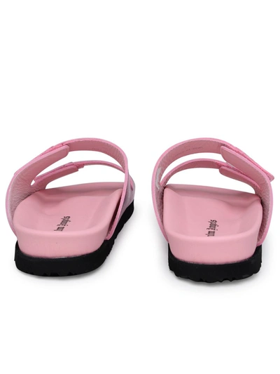 Shop Palm Angels Rose Leather Slippers In Pink