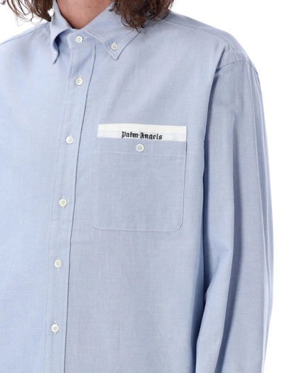 Shop Palm Angels Sartorial Tape Pocket Shirt In Light Blue/black