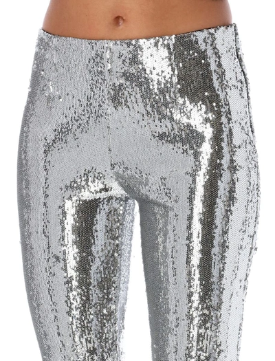 Shop Philosophy Di Lorenzo Serafini Sequin Flare Trousers In Nichel Silver