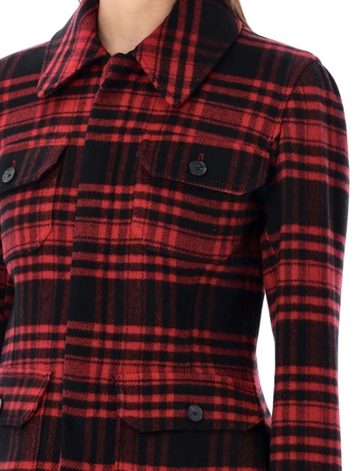 Shop Polo Ralph Lauren Plaid Wool Twill Utility Jacket In Red Black Plaid