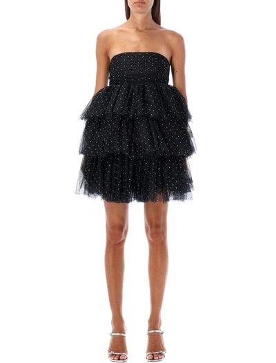 Shop Rotate Birger Christensen Rotate Mesh Ruffle Mini Dress In Black