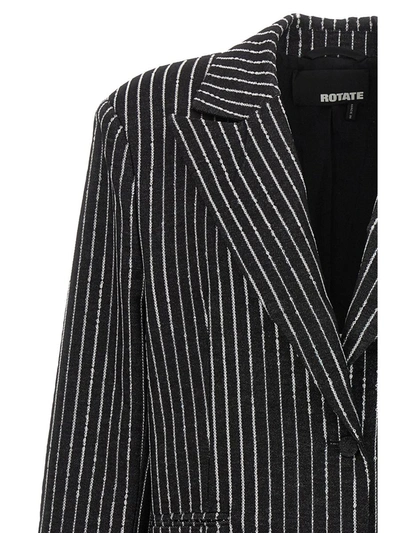 Shop Rotate Birger Christensen Rotate Sequin Pinstripe Blazer In Black