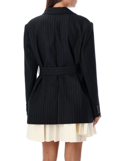 Shop Sacai Chalk Stripe X Suiting Bonding Jacket In Black/white