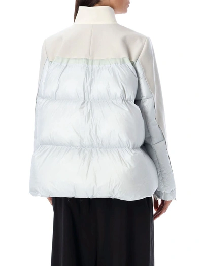Shop Sacai Hybrid Down Jacket In Grey/white