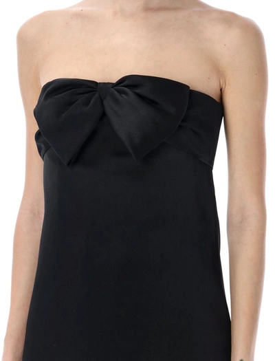 Shop Saint Laurent Bustier Dress With Bow In Black