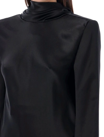 Shop Saint Laurent Cowl-back Blouse In Black