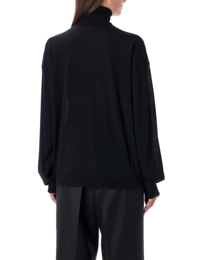 Shop Saint Laurent Knit High Neck Cassandra Sweater In Black