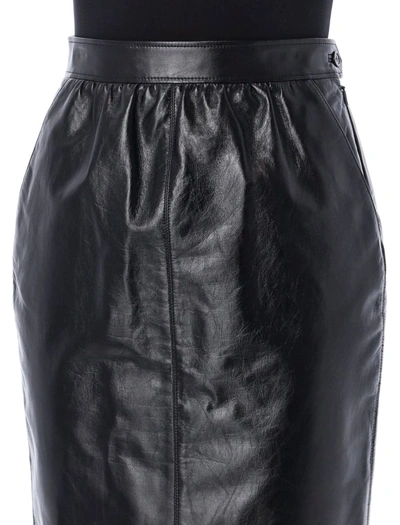 Shop Saint Laurent Longuette Leather In Black
