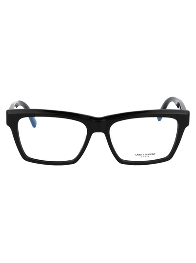 Shop Saint Laurent Optical In 001 Black Black Transparent