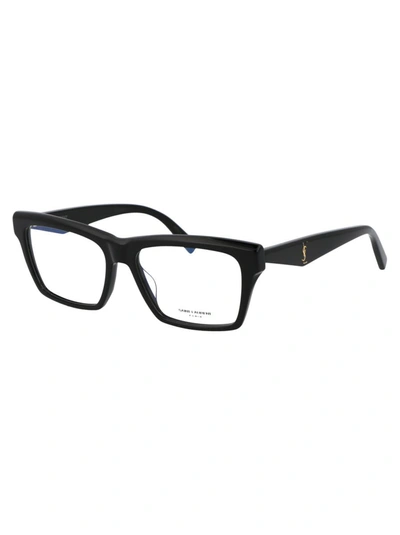 Shop Saint Laurent Optical In 001 Black Black Transparent