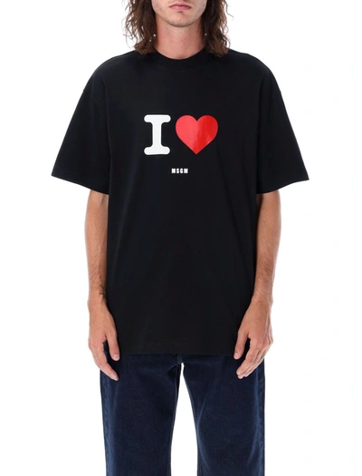 Shop Msgm I Love T-shirt In Black
