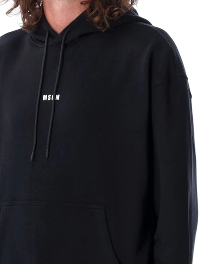 Shop Msgm Mini Logo Hoodie In Black