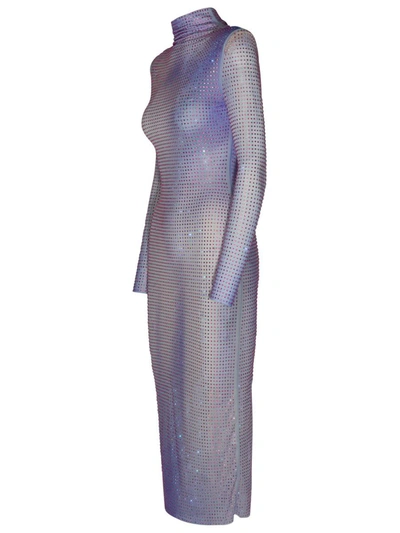 Shop Self-portrait Lilac Polyester Contour Dress In Lilla