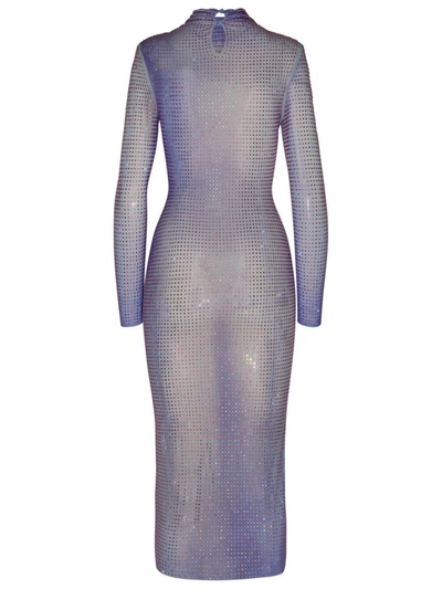 Shop Self-portrait Lilac Polyester Contour Dress In Lilla
