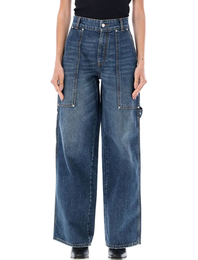 Shop Stella Mccartney Dark Blue Vintage Cargo Denim Jeans