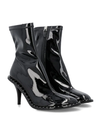 Shop Stella Mccartney Ryder Lacquered Stiletto Ankle Boots In Black