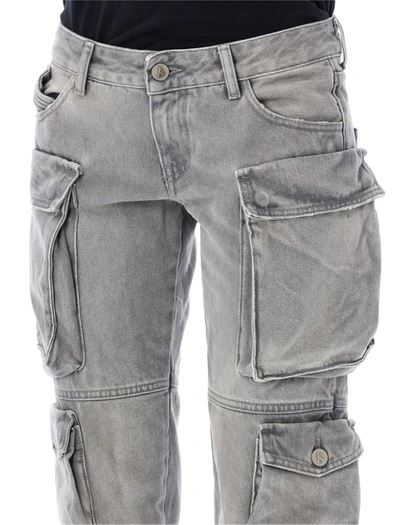 Shop Attico The  "essie" Slim Cargo Jeans In Grey