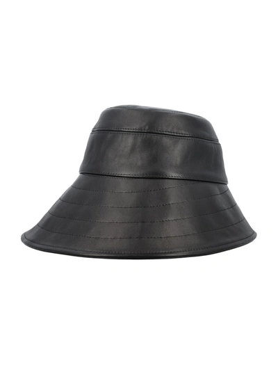 Shop Attico The  Leather Bucket Hat In Black