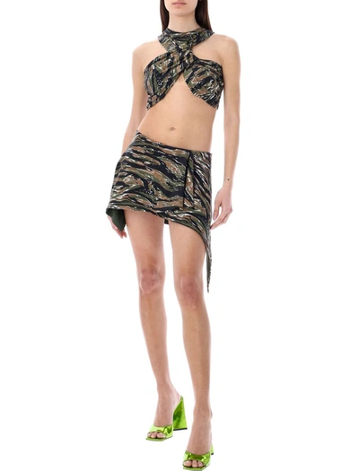 Shop Attico The  Military Mini Skirt In Military Green