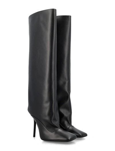 Shop Attico The  Sienna Leather Boot 105 In Black