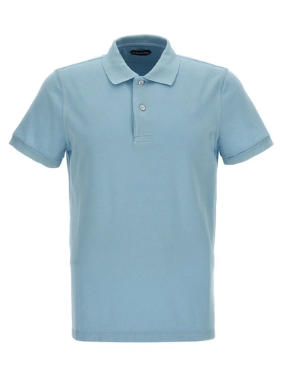 Shop Tom Ford Piqué Cotton Polo Shirt In Blue