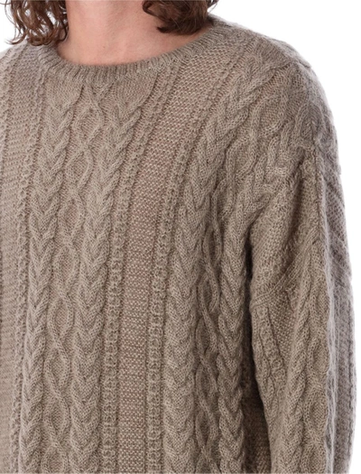 Shop Undercover Cable Knit Sweater In Grey Beige