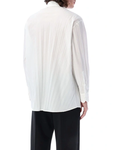 Shop Valentino Garavani Pleated Cotton-blend Shirt In White