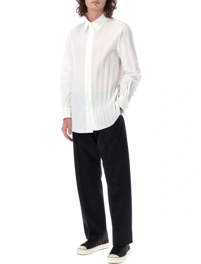 Shop Valentino Garavani Pleated Cotton-blend Shirt In White